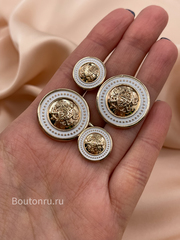 Пуговицы герб12 золотистые с белой эмалью