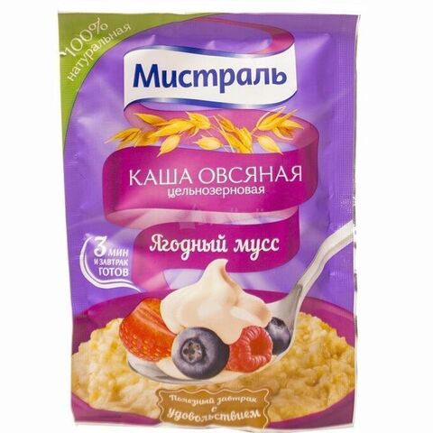 Каша овсяная Мистраль Ягодный мусс 40г