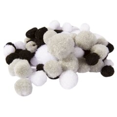 Декоративный материал Alingar, "Черно-серые цвета" (черн,сер,бел), пушистые помпоны, 80 шт, микс, пакет с европодвесом