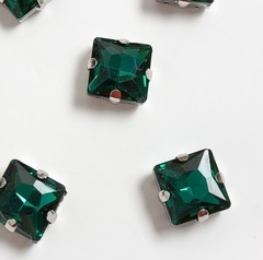 Стразы пришивные стекло в оправе, ш. 12 мм, изумрудный