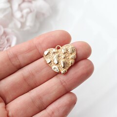 Подвеска Сердце фактурное, 22*24 мм, позолота, П976