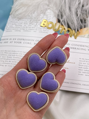 Пуговицы Сердечки бархатные фиолетовые