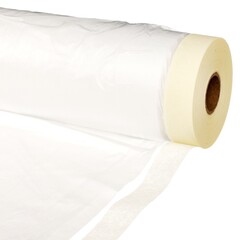 09-0-015 Пленка защитная с клейкой малярной лентой, прозрачная, HDPE, рулон 1,5х25м, толщина 8мкм РемоКолор