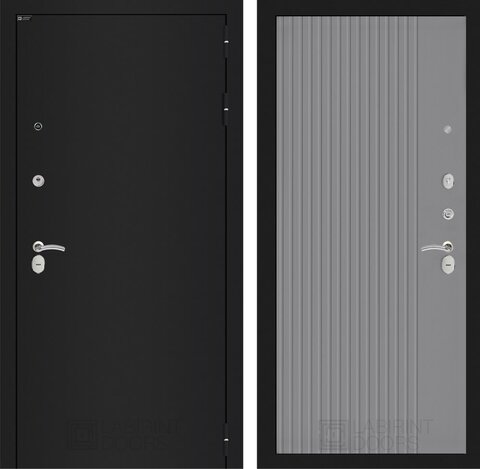 Входная металлическая дверь Лабиринт Классик шагрень черная 29 Серый софт рельеф