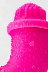 Розовый силиконовый вибратор Idol с клиторальным стимулятором - 22,4 см. - 