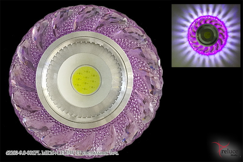Светильник точечный встраиваемый 42203-9.0-001PL MR16+LED3W PP Фиолетовый по кругу Белое свечение