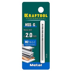 KRAFTOOL HSS-G, 2.0 х 49 мм, сталь P6M5, сверло по металлу (29651-2)