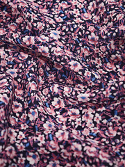 Ткань штапель принт Цветы розовые мелкие на черном, 92 гр/м, ш. 150 см
