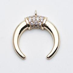 Подвеска Лунница, цвет золото, фианиты, размер 18*17 мм, цена за 1 шт