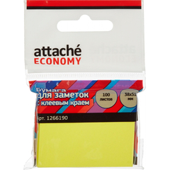Стикеры Attache Economy с клеев.краем 38x51 мм, 100 лист неоновый желтый