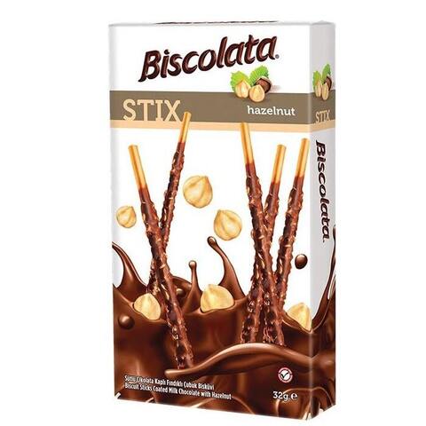 Бисквитные палочки Biscolata в молочном шоколаде с лесным орехом