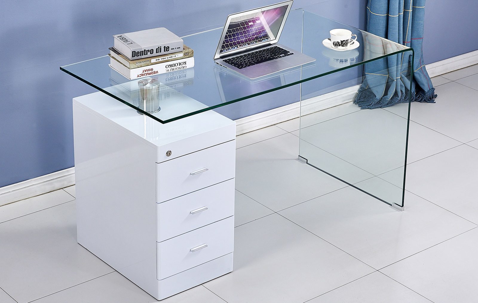стол для компьютера белый глянец