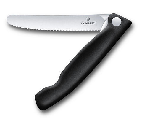 Нож кухонный складной Victorinox Classic, 110 mm, Wavy Edge, Black (6.7833.FB)