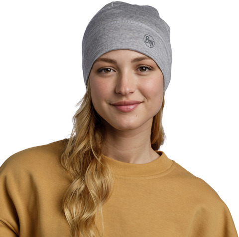 Теплая шерстяная шапка Buff Merino Lightweight Hat Solid Light Grey фото 2