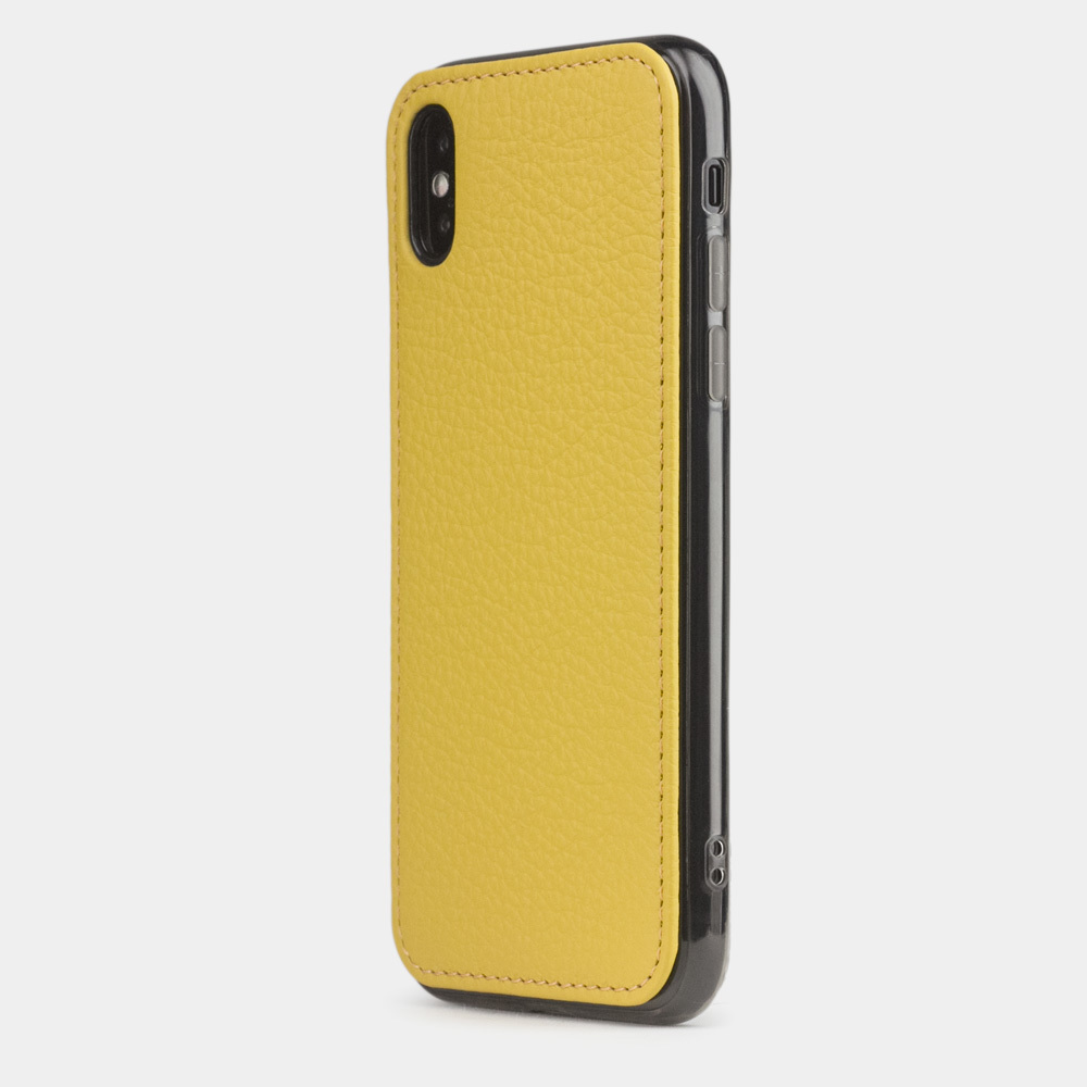 Чехол-накладка для iPhone X/XS из натуральной кожи теленка, желтого цвета