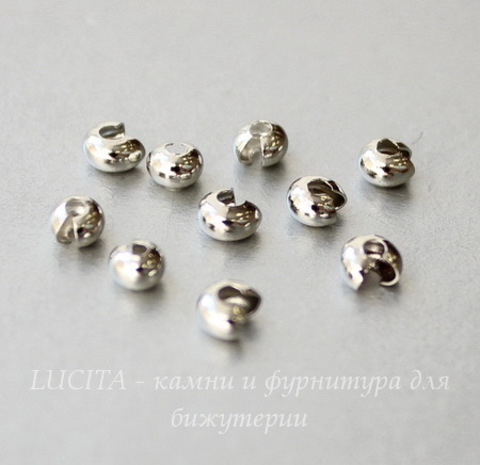 Бусина для маскировки кримпа (цвет - античное серебро) 3 мм, 10 штук