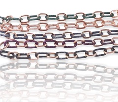 73020 -Браслет-цепь из звеньев из серебра в позолоте с цветными куб.цирконами