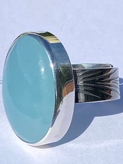 Аквамарин овал (кольцо из серебра)