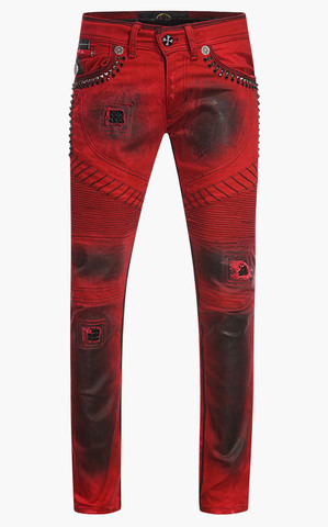 The Saints Sinphony | Джинсы мужские RED BIKER MOTO JEANS BLACK TRIM TSG330 перед