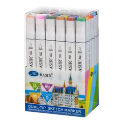 
          Маркер для скетчинга, двусторонние, Basir, четырехгранные, 14 мм, спиртовые, 36 шт