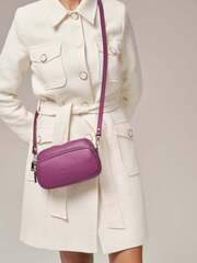 Сумка кожаная кросс-боди розовая