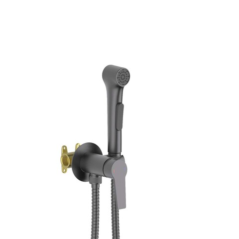 Aquatek AQ1719BGM AQ1719BGM ЛУГАНО комплект для гигиенического душа встроенный (смеситель + гигиеническая лейка + шланг), оружейная сталь