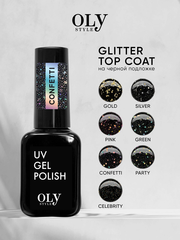 OLYSTYLE Топовое покрытие без липкого слоя Glitter Top Coat тон 01 celebrity