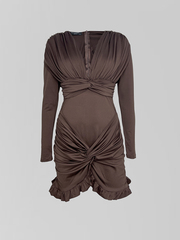 Платье Dzhadagaevs однотонное короткое с перекрученным низом и боди