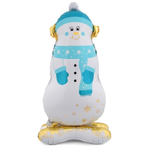 К Фигура на подставке, Снеговик в голубом шарфе, 47''/119 см, 1 шт.