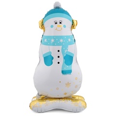 К Фигура на подставке, Снеговик в голубом шарфе, 47''/119 см, 1 шт.