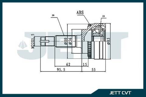 ШРУС внешний JETT V41-0010 ABS