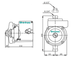 Shinhoo Promo 15-12A насос повышения давления с гайками (71411002)