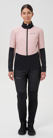Премиальный костюм для лыж и зимнего бега Nordski Hybrid Pro 2.0 Black/Soft Pink женский