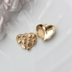 Подвеска Сердце фактурное, 22*24 мм, позолота, П976