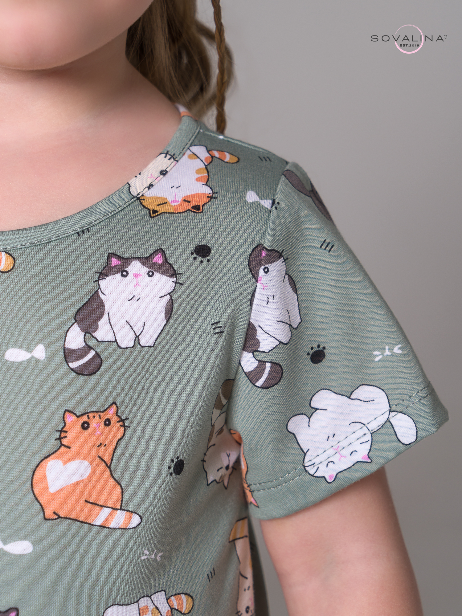 Костюм Актив котята хаки-изумруд