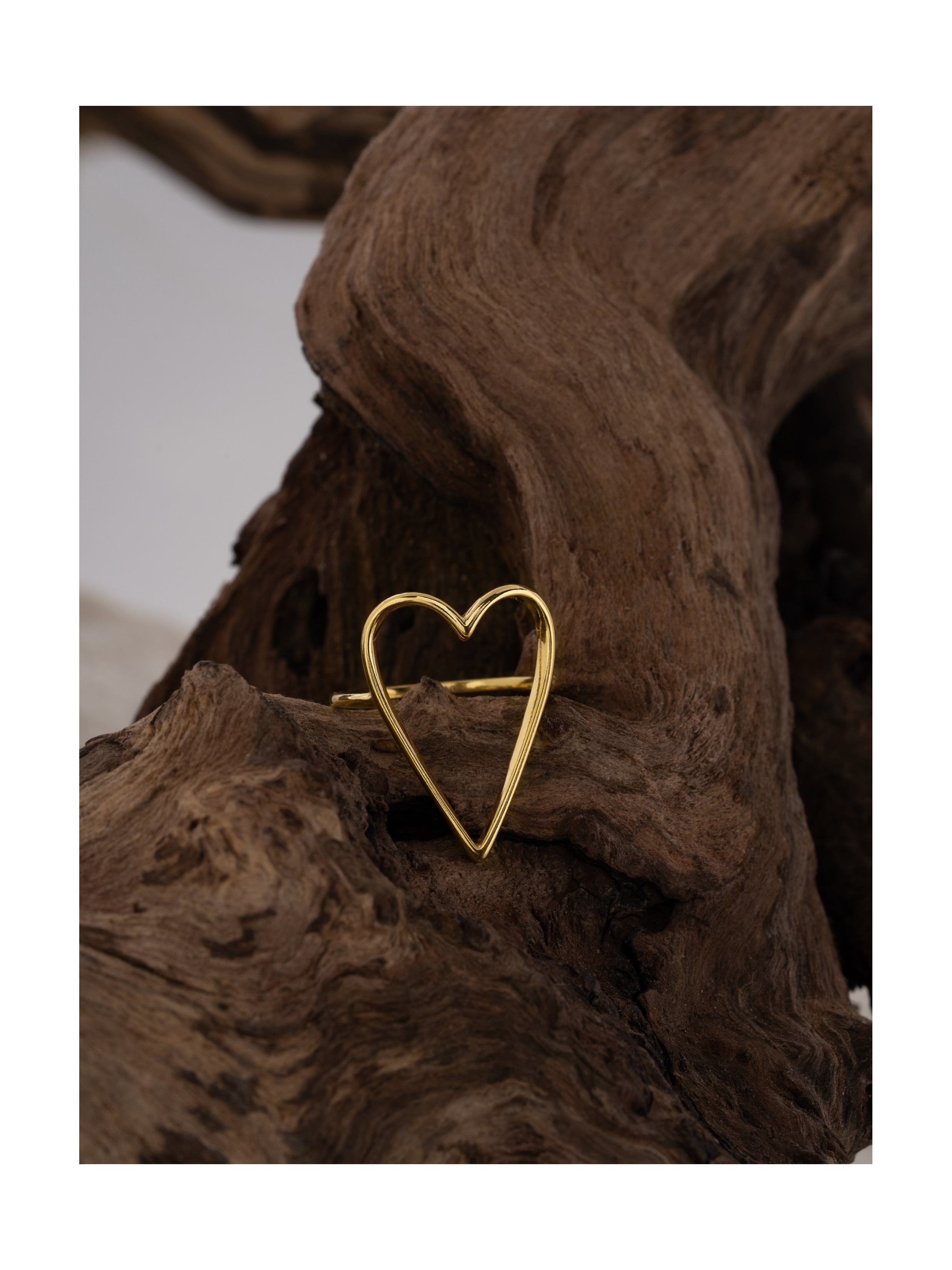 Кольцо Контур Сердца (Золочение)