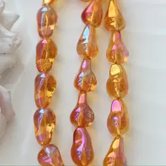 Бусины стеклянные, янтарный с переливами, фриформ 22*13 мм, 1 бусина, МК043