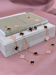 Серьги клевер на английском замке VCA качество rose VGOLD