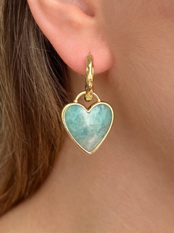 Серьги сердечки из натурального камня