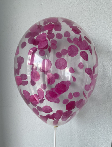 Шар с конфетти, фуксия круг 3см 12"