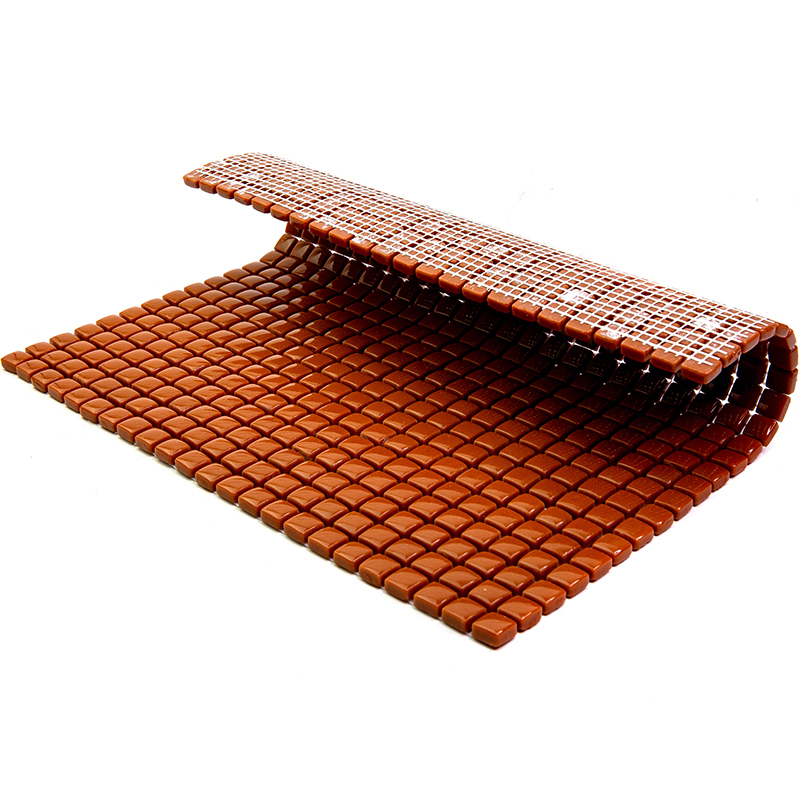 W-34 Мозаичная плитка из стекла Natural Flex коричневый оранжевый темный квадрат глянцевый