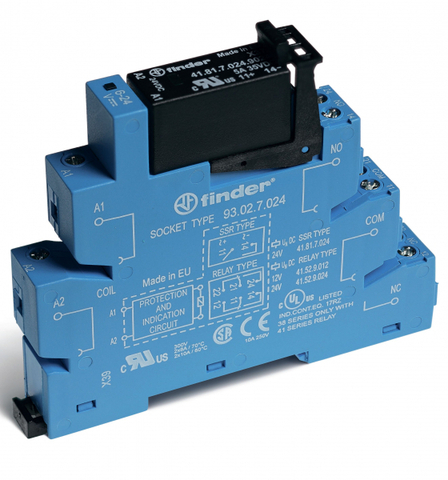Интерфейсный модуль (сборка 41.81.7.012.8240 + 93.02.7.024), твердотельное реле; выход 3A (240В AС); питание 24В DC; категория защиты IP20; винтовые клеммы