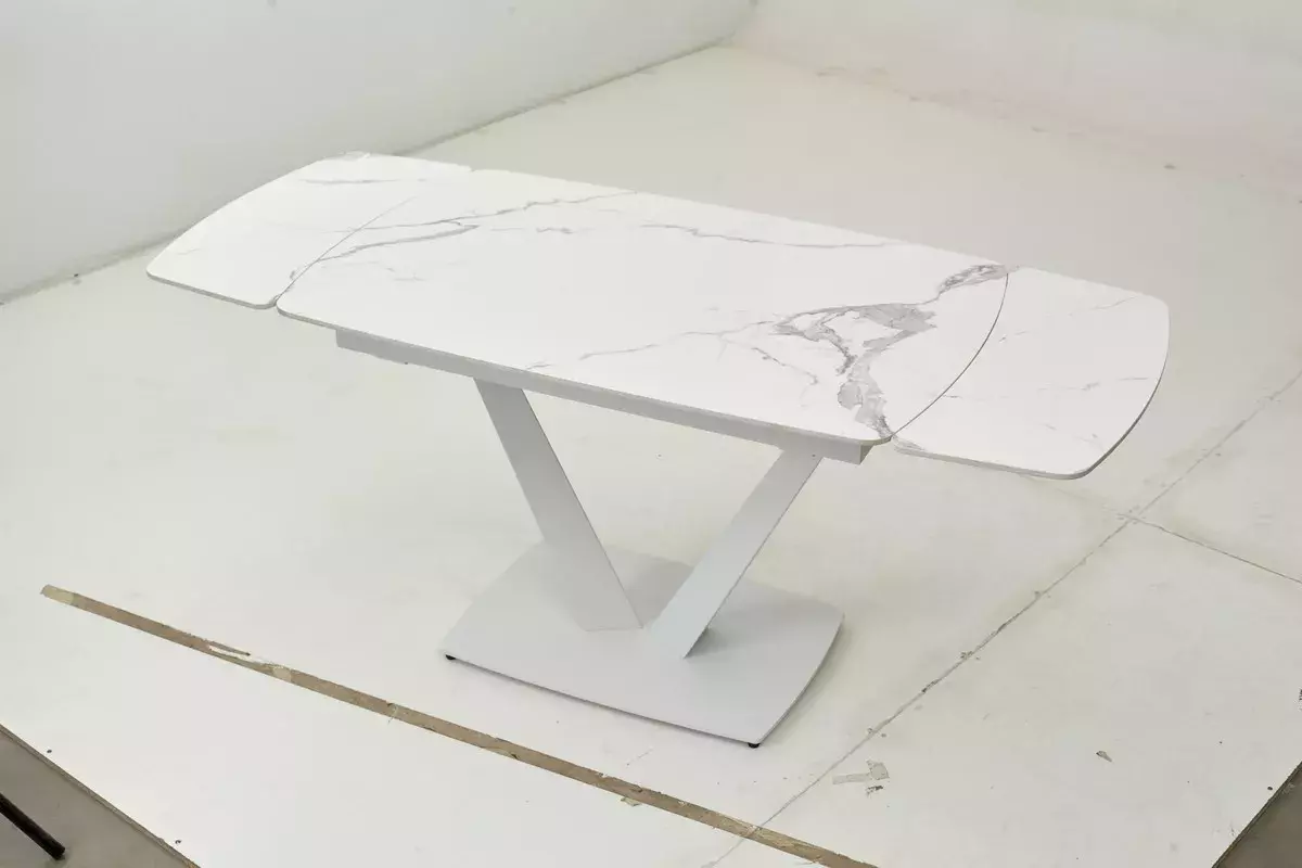 Стол ALATRI 120 GLOSS STATUARIO WHITE SOLID CERAMIC / WHITE, DISAUR