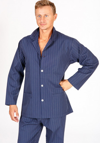 Классическая мужская пижама на пуговицах в полоску