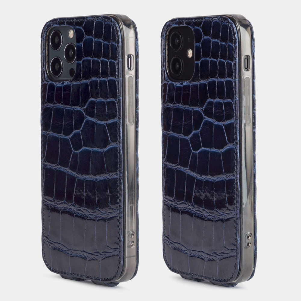 Special order: Чехол для iPhone 12/12Pro из натуральной кожи аллигатора, синего цвета