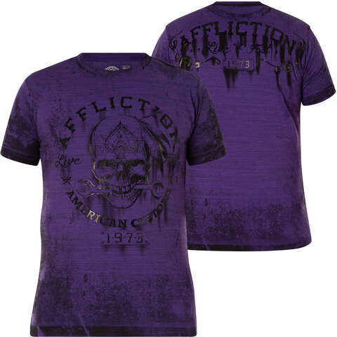 Affliction | Футболка мужская IRON GREASE ARCTIC PURPLE A24270 перед и спина