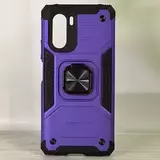 Противоударный чехол Strong Armour Case с кольцом для Xiaomi Redmi K40 / K40 Pro / K40 Pro+ (Фиолетовый)