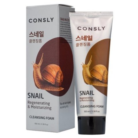 Восстанавливающая кремовая пенка для умывания с муцином улитки CONSLY Snail Mucus Regenerating Creamy Cleansing Foam