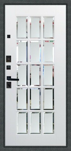 Теплая дверь входная Аргус Блэк Мерелин зеркало, 2 замка, 2 мм металл, (черный муар+милк софт) #3