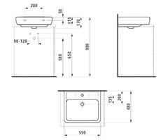 8179510001041 УМЫВАЛЬНИК НАКЛАДНОЙ LAUFEN PRO 55